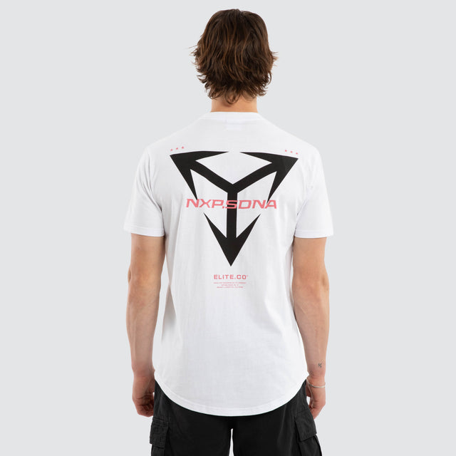 Model wears Finest Dual Curved Tee White T-Shirts White – image 1