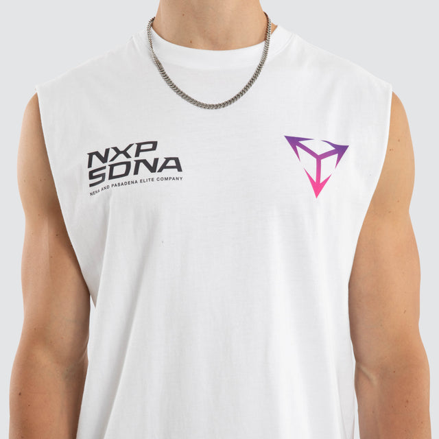 Model wears Finest Relaxed Muscle White Muscle Tees White – image 4