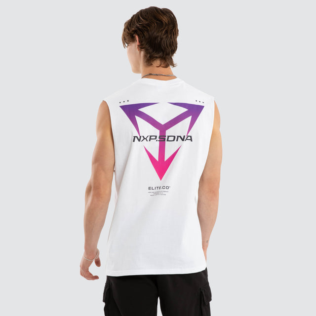 Model wears Finest Relaxed Muscle White Muscle Tees White – image 1