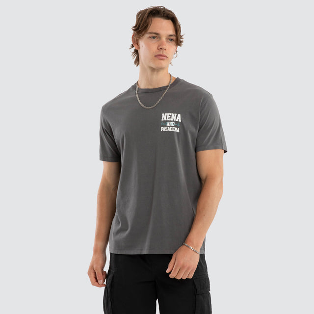 Model wears Dreamers Standard Tee Pigment Charcoal T-Shirts Grey – image 3