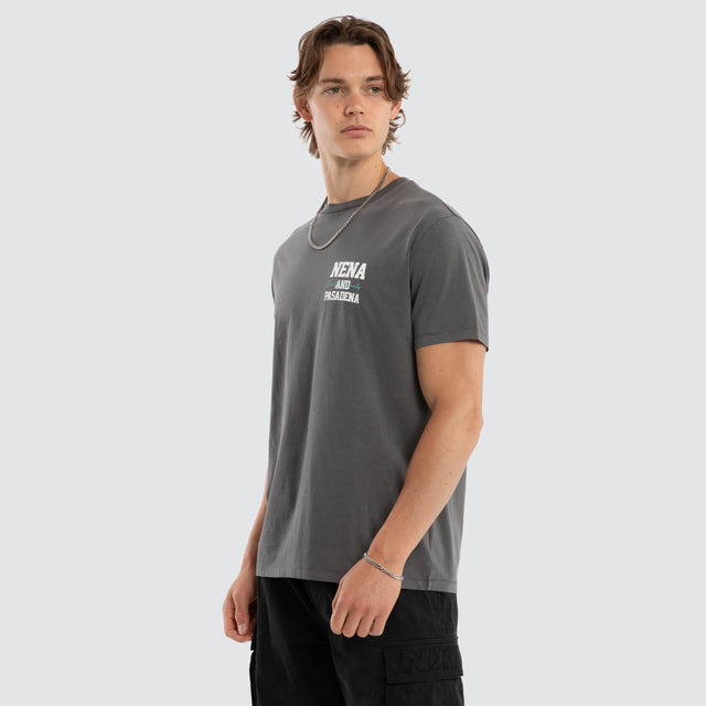 Model wears Dreamers Standard Tee Pigment Charcoal T-Shirts Grey – image 4