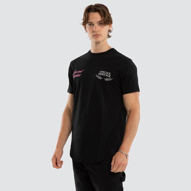 Model wears Impact Dual Curved Tee Jet Black T-Shirts Black – image 4
