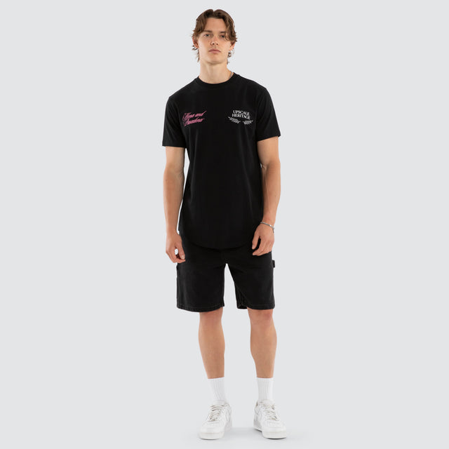 Model wears Impact Dual Curved Tee Jet Black T-Shirts Black – image 2
