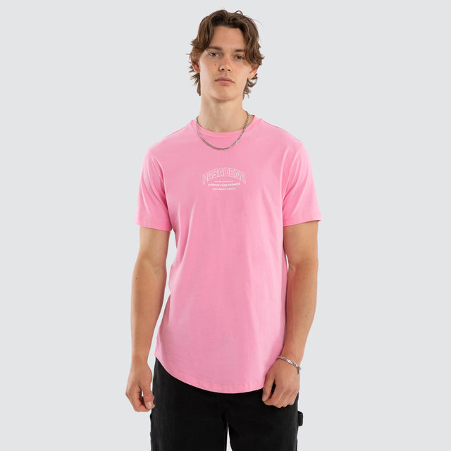 Model wears Pioneer Dual Curved Tee Pink T-Shirts Pink – image 1