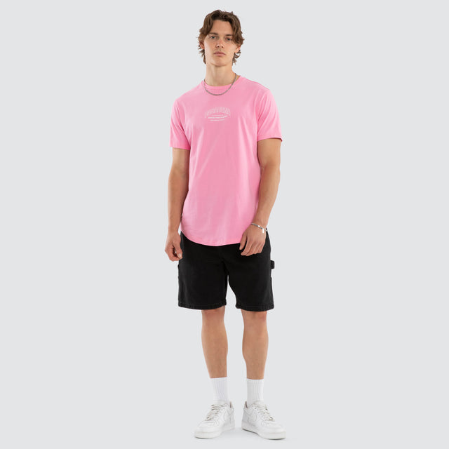 Model wears Pioneer Dual Curved Tee Pink T-Shirts Pink – image 5