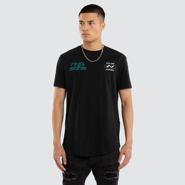Model wears Independent Dual Curved Tee Jet Black T-Shirts Black – image 3