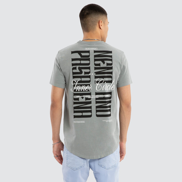 Model wears Dynamic Dual Curved Tee Pigment Neutral Grey T-Shirts Grey – image 1