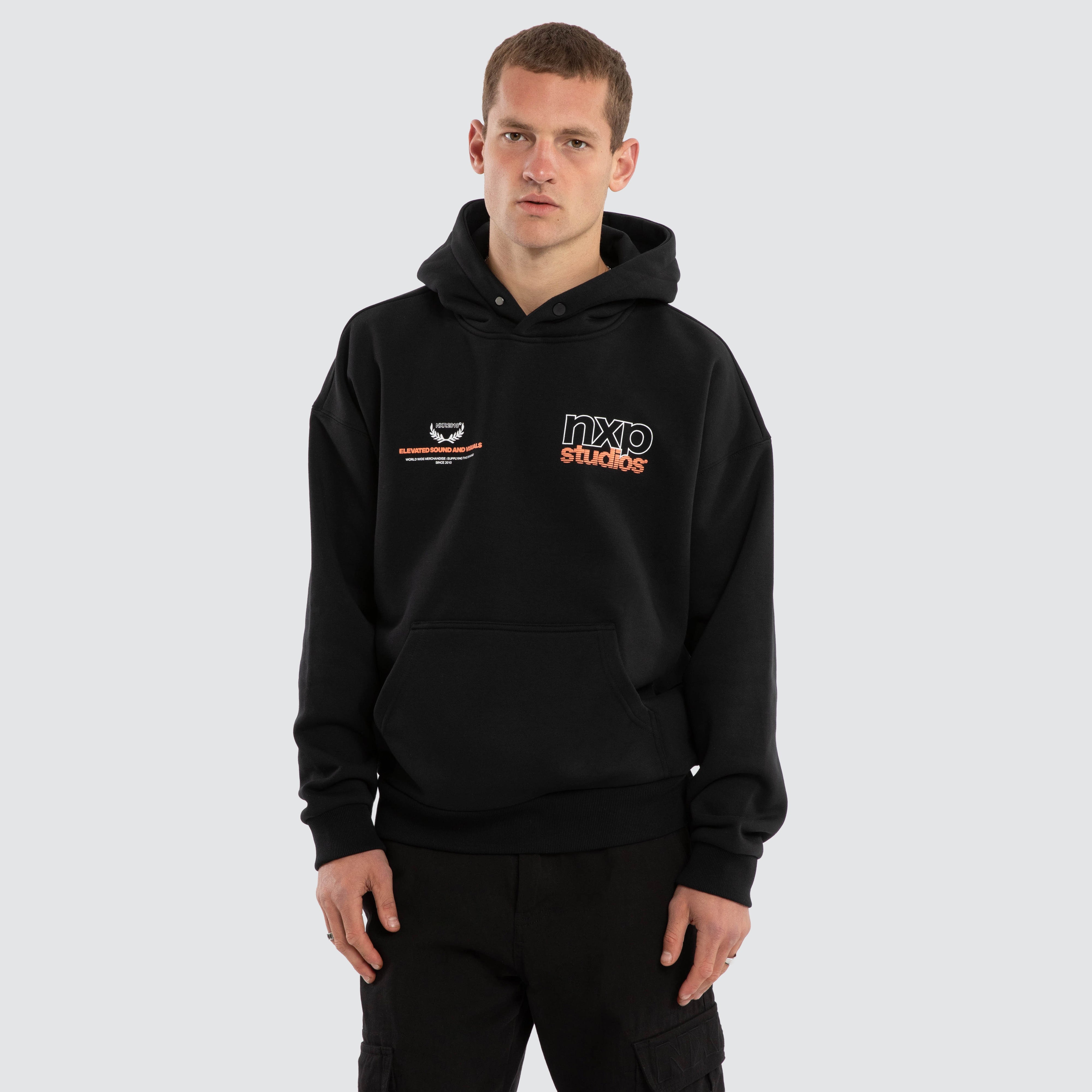 NXP Major Box Fit Hoodie in Black | Neverland Store