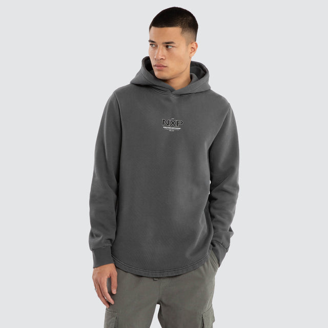 Peak Dual Curved Hoodie Pigment Charcoal