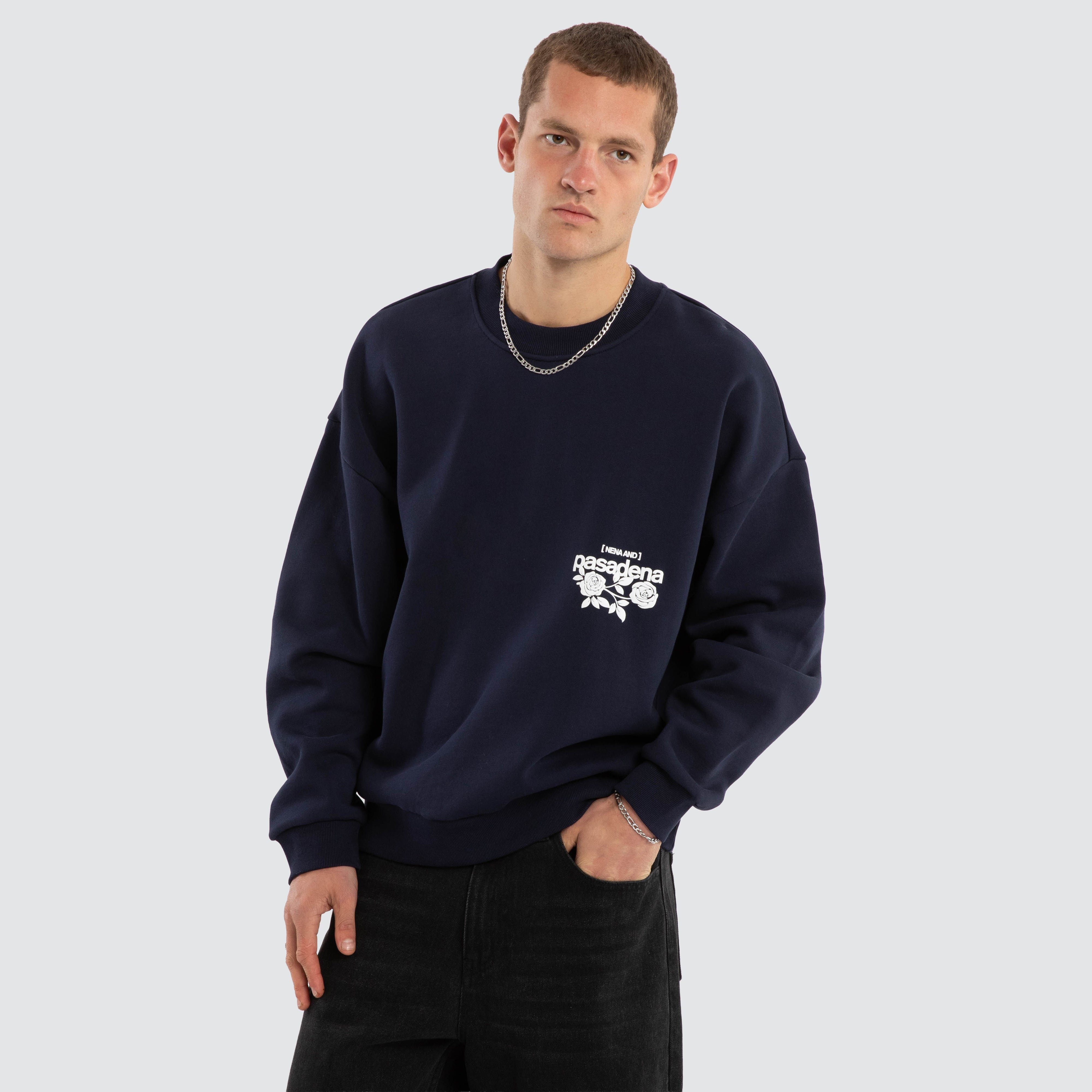 NXP Fray Motion Box Fit Sweater in Navy | Neverland Store