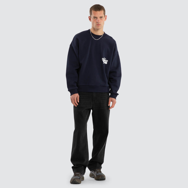 Fray Motion Box Fit Sweater Black Iris