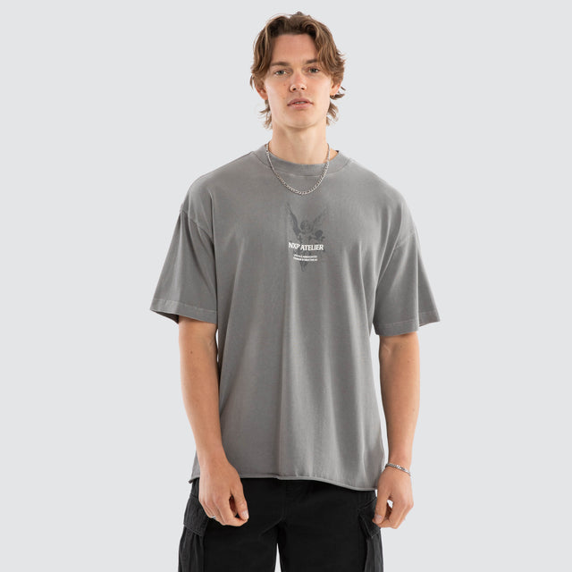 Model wears Pegasus Raptor Tee Pigment Frost Grey T-Shirts Grey – image 1