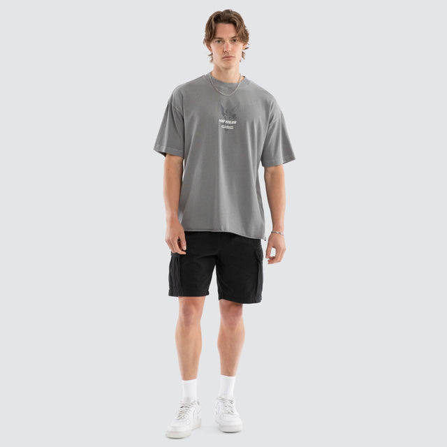 Model wears Pegasus Raptor Tee Pigment Frost Grey T-Shirts Grey – image 5