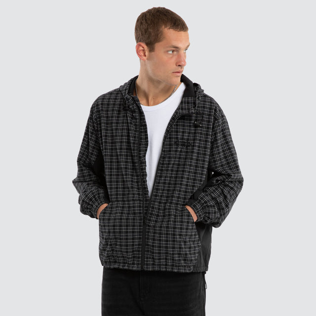 Model wears Chamber Spray Jacket Black Check Jackets Black – image 1