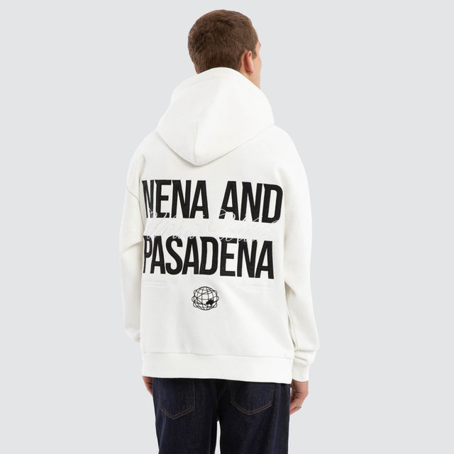 Model wears Caution Relaxed Hoodie Natural White Hoodies White – image 4