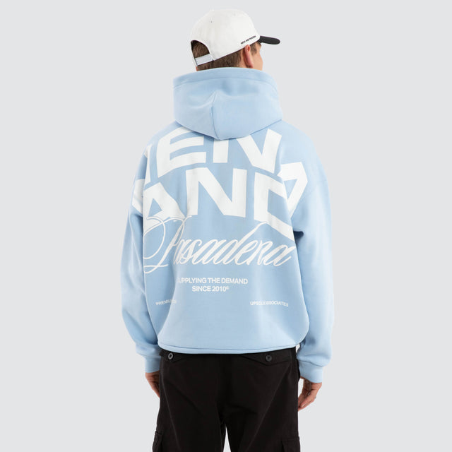 Model wears Eclipse Box Fit Hoodie Blue Bell Hoodies Blue – image 4