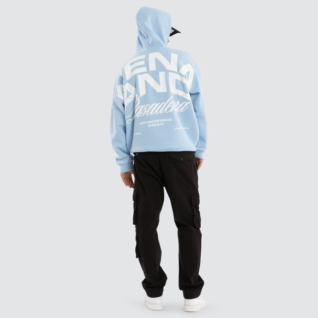 Model wears Eclipse Box Fit Hoodie Blue Bell Hoodies Blue – image 2