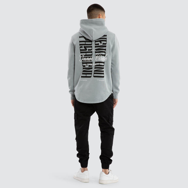 Model wears Dynamic Dual Curved Hoodie Ultimate Grey Hoodies Grey – image 2