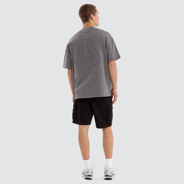 Model wears Opus Loopback Raptor Tee Steel Grey T-Shirts Grey – image 2