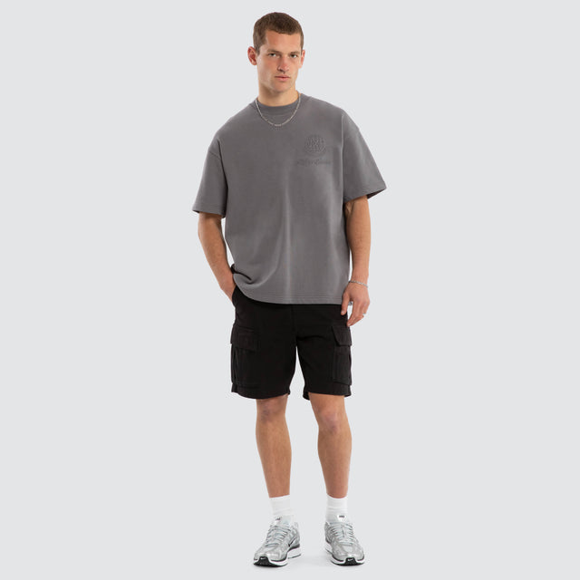 Model wears Opus Loopback Raptor Tee Steel Grey T-Shirts Grey – image 5