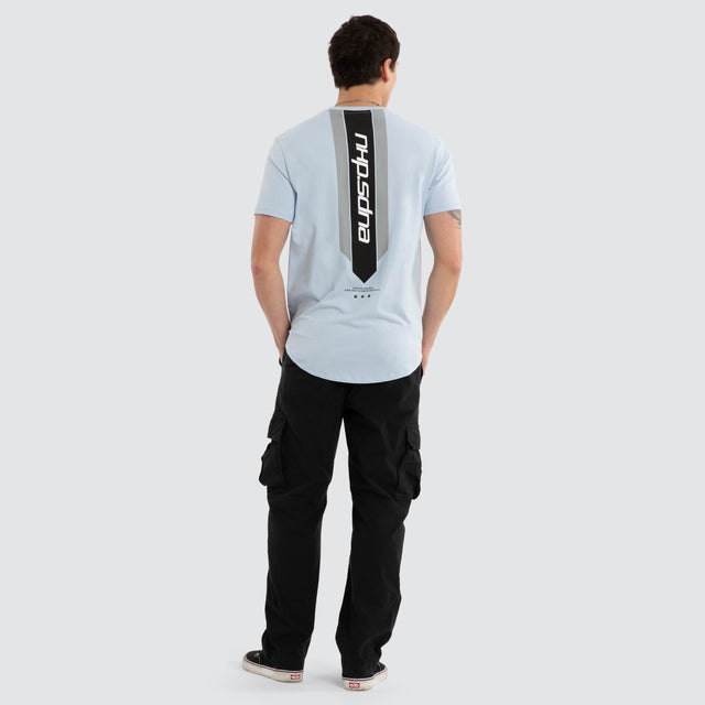 Model wears Central Dual Curved Tee Skyway T-Shirts Blue – image 5