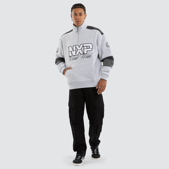 Model wears Eternal Zip Pullover Sweater Grey Marle Jumpers Grey – image 5