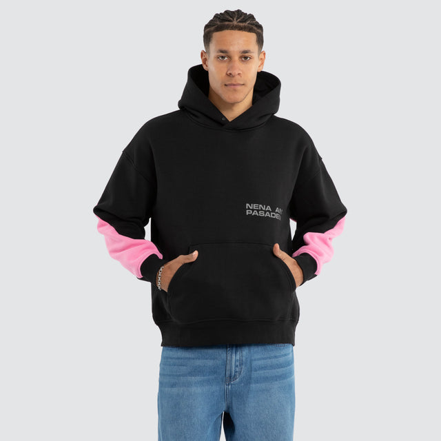 Zone Box Fit Hoodie Black/Pink