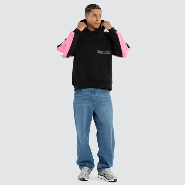 Zone Box Fit Hoodie Black/Pink