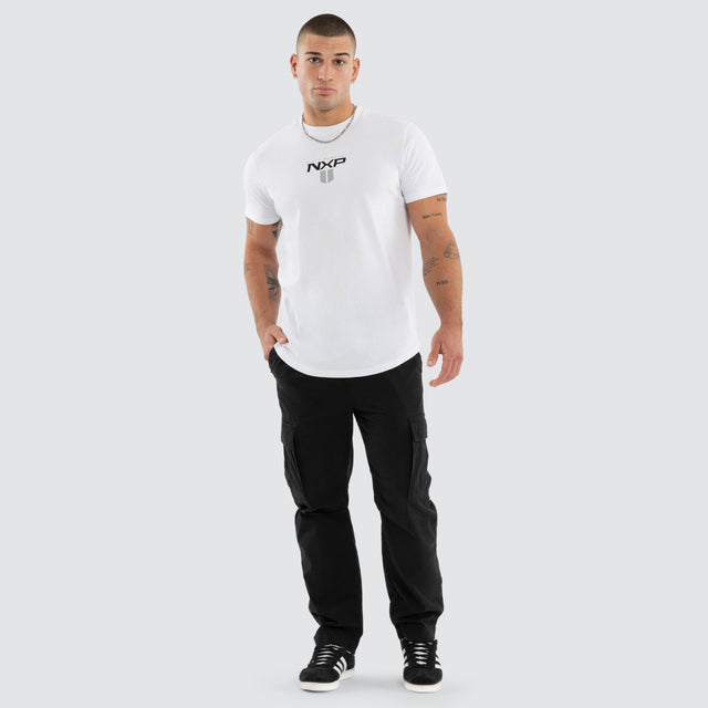 Model wears Crew Dual Curved Tee Optical White T-Shirts White – image 2