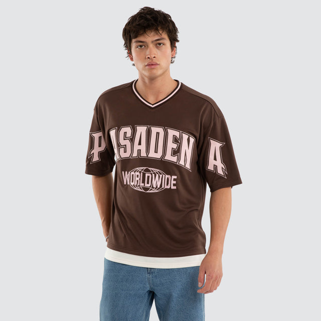 Model wears Forward Football Jersey Brown Jerseys Brown – image 1