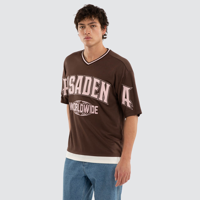 Model wears Forward Football Jersey Brown Jerseys Brown – image 3