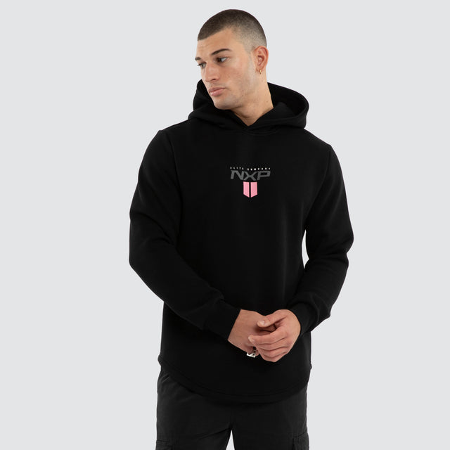 Crew Dual Curved Hoodie Jet Black