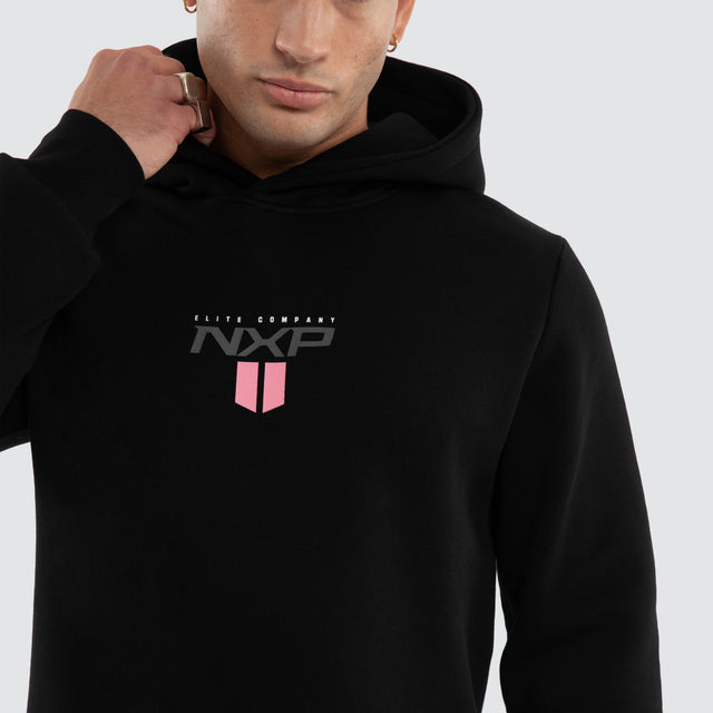 Crew Dual Curved Hoodie Jet Black
