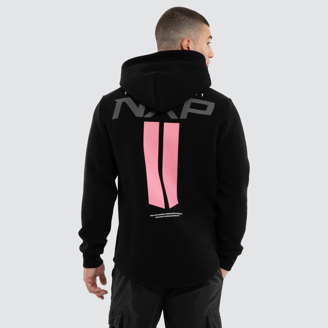 Crew Dual Curved Hoodie Jet Black