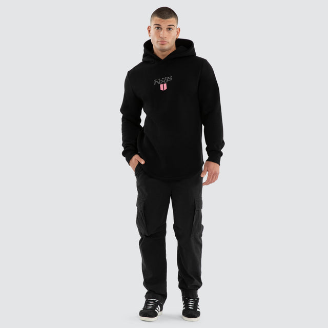 Crew Dual Curved Hoodie Jet Black