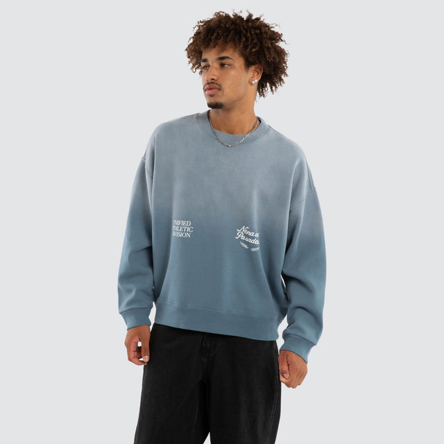 Model wears Nivalis Box Fit Sweater Sunbleached Agean Blue Jumpers Blue – image 3