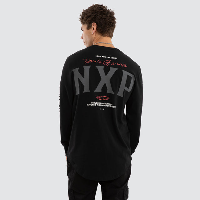 Nexus Dual Curved Long Sleeve Tee Jet Black