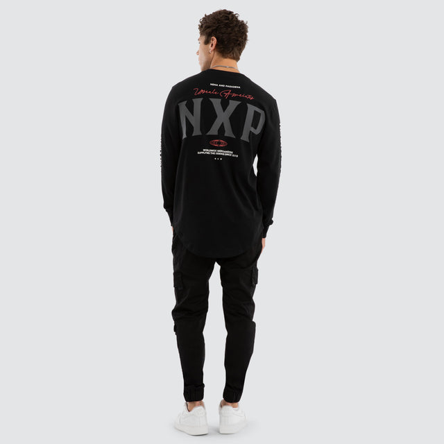 Nexus Dual Curved Long Sleeve Tee Jet Black