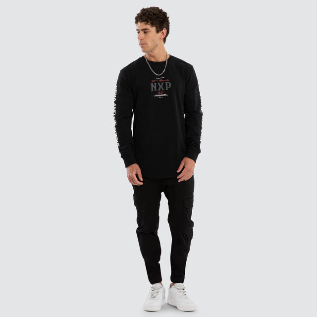 Nexus Dual Curved Long Sleeve Tee Jet Black
