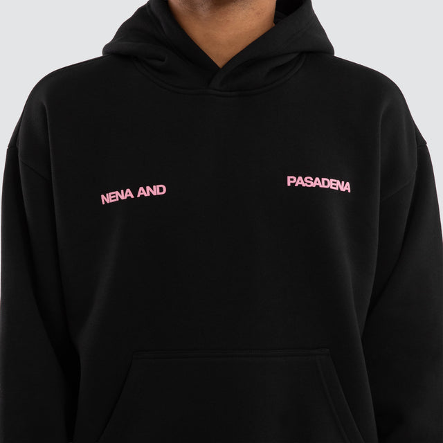 Model wears Neonix Relaxed Fit Hoodie Jet Black Hoodies Black – image 5