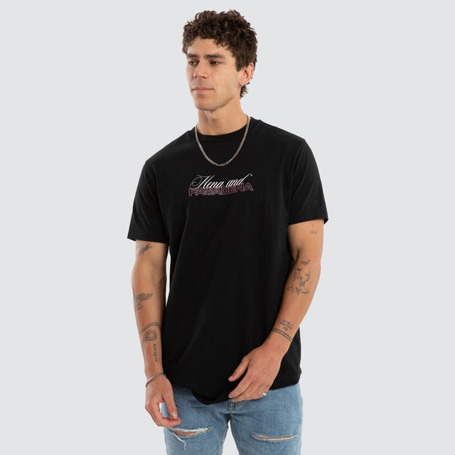 Model wears Crimson Dual Curved Tee Jet Black T-Shirts Black – image 3