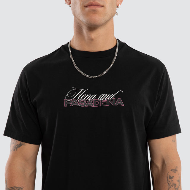 Model wears Crimson Dual Curved Tee Jet Black T-Shirts Black – image 4