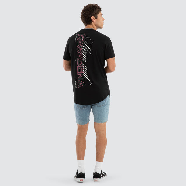 Model wears Crimson Dual Curved Tee Jet Black T-Shirts Black – image 5