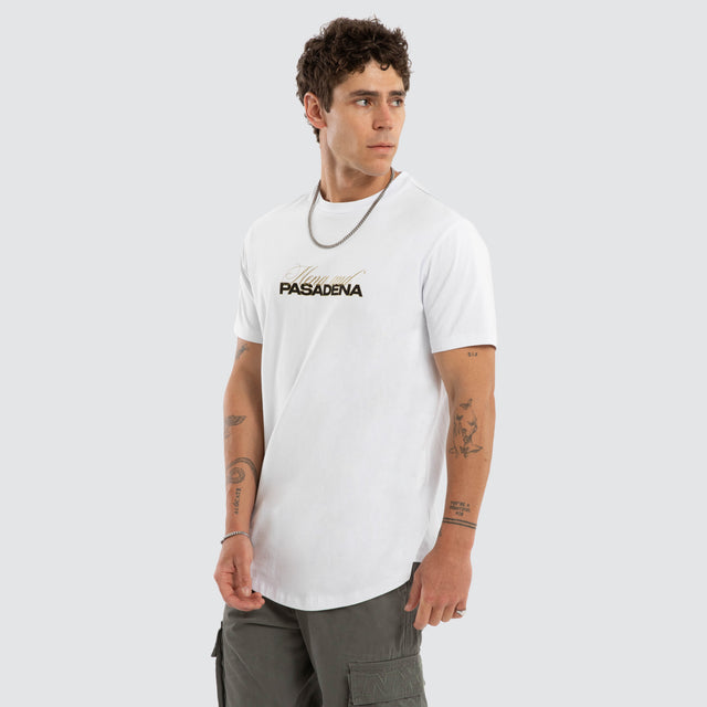 Model wears Zenovar Dual Curved Tee Optical White T-Shirts White – image 3