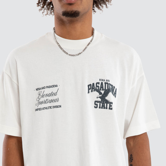 Model wears Semillon Raptor Tee Natural White T-Shirts White – image 4