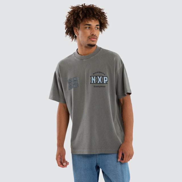 Model wears Mistal Raptor Tee Pigment Steel T-Shirts Grey – image 3