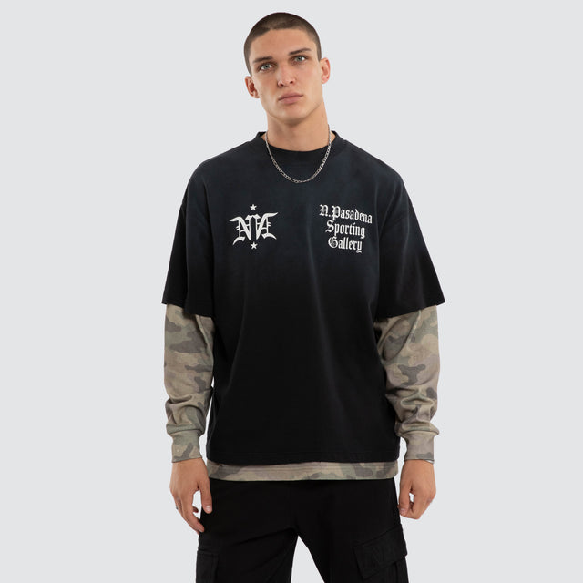 Mirror Layered Long Sleeve Tee Sunbleached Black