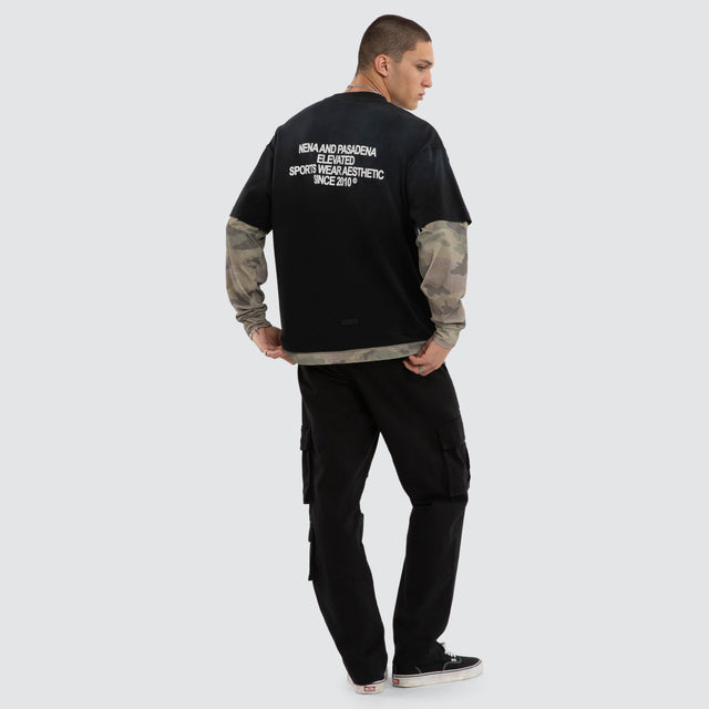Mirror Layered Long Sleeve Tee Sunbleached Black