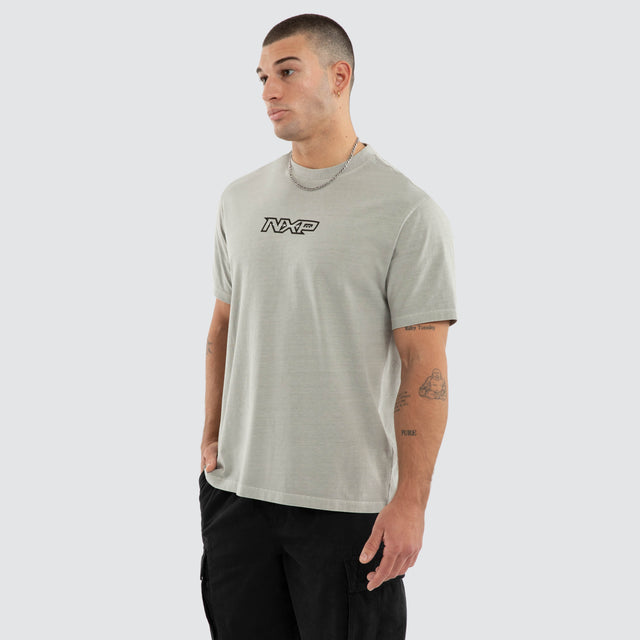Model wears NXP Ebon Classic Tee Pigment Grey T-Shirts in Grey - Image 3