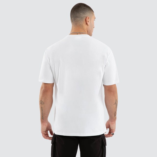 Model wears NXP Nighthold Box Fit Tee White T-Shirts in White - Image 3